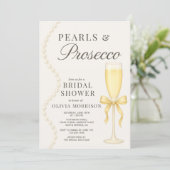 Invitation Pearls and Prosecco QR Code Bridal Shower (Debout devant)