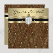 Invitation Pearls Black Gold Womans fête d'anniversaire (Devant / Derrière)