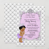 Invitation Pearls Diamonds Ethnic Princess Baby Girl (Devant / Derrière)