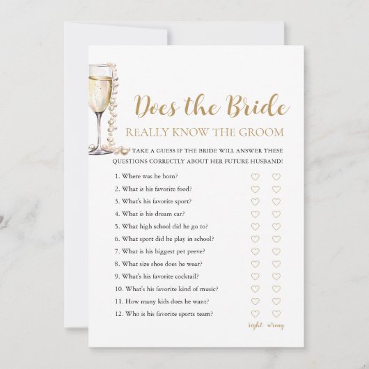 Invitation Pearls Est-Ce Que L'Épouse Connaît Vraiment Le Jeu (Devant)