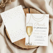 Invitation Pearls et Prosecco élégant brunch nuptiale Douche