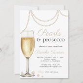 Invitation Pearls et Prosecco élégant brunch nuptiale Douche (Devant)