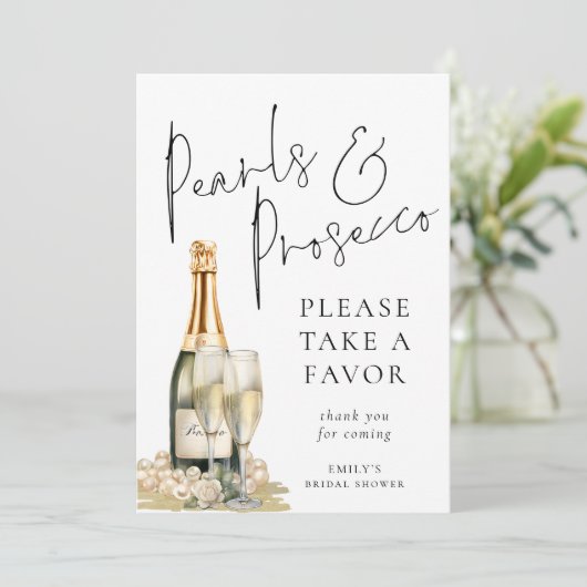 Invitation Pearls et Prosecco Favoriser la Fête des mariées C (Debout devant)