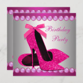 Invitation Pearls Hot rose High Talons Chaussures Anniversair (Devant / Derrière)