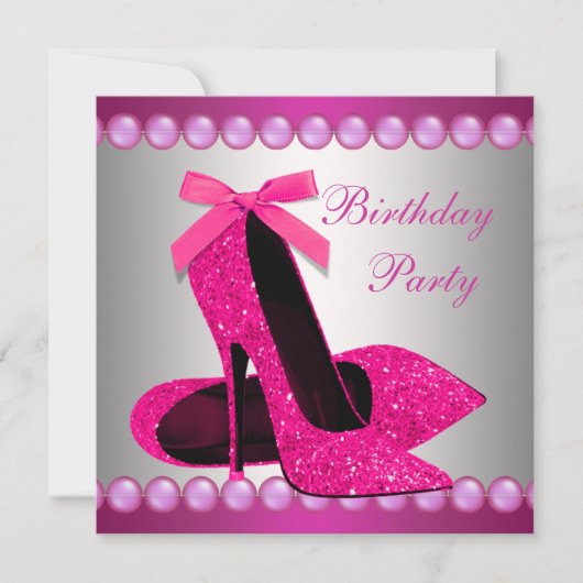 Invitation Pearls Hot rose High Talons Chaussures Anniversair (Devant)