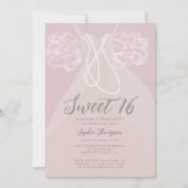 Invitation Pearls Princess Robe Blush Rose Sweet 16 Party (Devant)