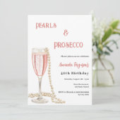 Invitation Pearls Prosecco bulles roses anniversaire (Debout devant)