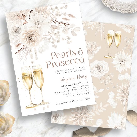 Invitation Pearls Prosecco Élégante Mariée