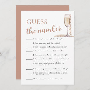 Invitation Pearls & Prosecco Guess le jeu de numéro nuptiale