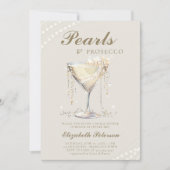 Invitation Pearls Prosecco Ivory Élégant Fête des mariées Bru (Devant)