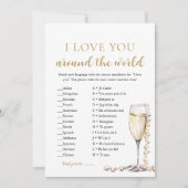 Invitation Pearls & Prosecco Je t'aime autour du monde jeu (Devant)
