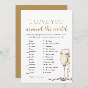 Invitation Pearls & Prosecco Je t'aime autour du monde jeu