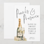 Invitation Pearls Prosecco Love is Sweet Take Treat (Devant / Derrière)