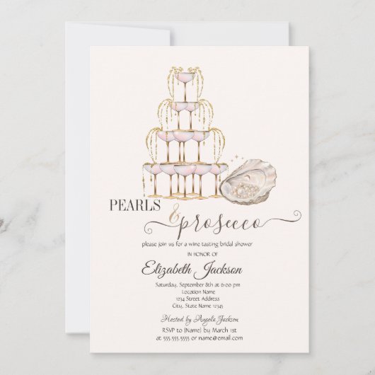 Invitation Pearls & Prosecco Seashell Cream (Devant)
