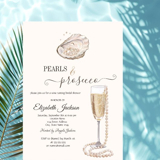 Invitation  Pearls & Prosecco Seashell Cream