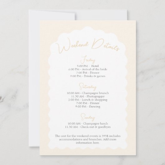 Invitation Pearls & Prosecco Wavy Arch Bachelorette Week-end (Dos)