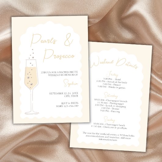 Invitation Pearls & Prosecco Wavy Arch Bachelorette Week-end