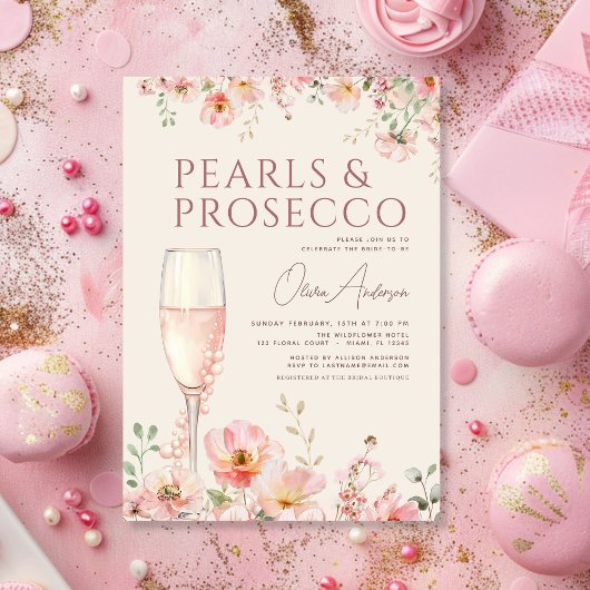Invitation Pearls & Prosecco Wildflower Bridal Shower