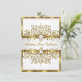 Invitation Pearls White Gold Élégante fête d'anniversaire 2 (Debout devant)