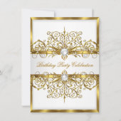 Invitation Pearls White Gold Élégante fête d'anniversaire 2 (Devant)