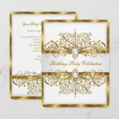 Invitation Pearls White Gold Élégante fête d'anniversaire 3 (Devant / Derrière)