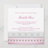 Invitation Pearls White Gown Baby Girl Christening (Dos)