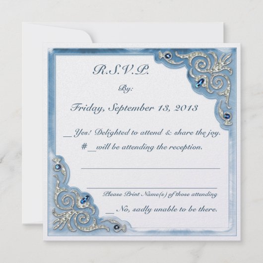 Invitation Pearly Blue (Carté de réponse au mariage) (Devant)