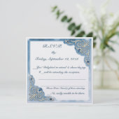 Invitation Pearly Blue (Carton de réponse de mariage) (Debout devant)
