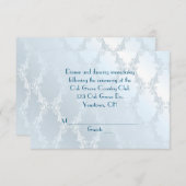 Invitation Pearly Blue Damask RSVP (Devant / Derrière)