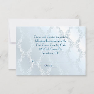 Invitation Pearly Blue Damask RSVP