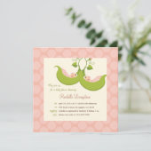 Invitation Peas dans une Pod Girl Twins Baby shower Invitatio (Debout devant)