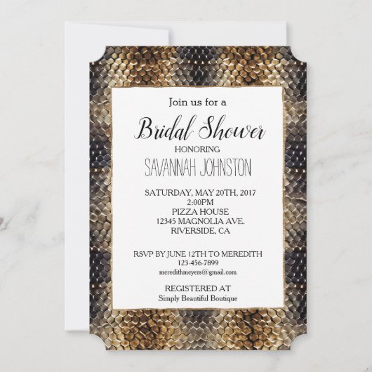 Invitation Peau Brown de serpent (Devant)