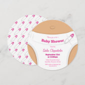 Invitation Peau Brown légère et couche rose | Baby shower (Devant / Derrière)