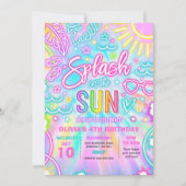 Invitation Peau Dans Le Soleil Piscine Anniversaire Tie Dye G (Devant)