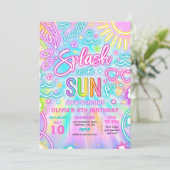 Invitation Peau Dans Le Soleil Piscine Anniversaire Tie Dye G (Debout devant)