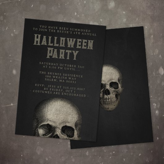 Invitation Peau de la fête d'Halloween adulte noir