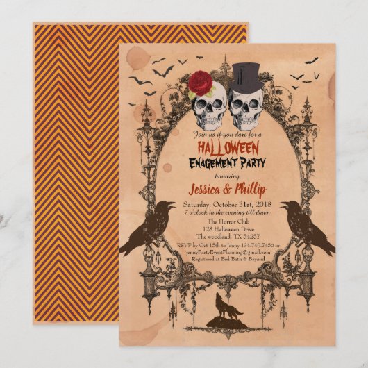 Invitation Peau de sucre de l'invitation de la fête d'Hallowe (Devant / Derrière)