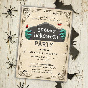 Invitation Peau gothique Vintage de la fête d'Halloween pour