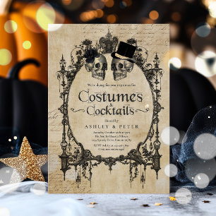 Invitation Peau gothique Vintage de la fête d'Halloween pour 