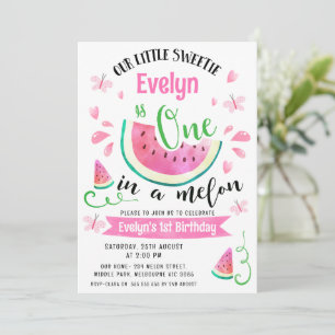 Invitation Peau rose mignonne un dans un melon 1er anniversai