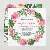Invitation Peau rose tropicale Fête des mariées florale (Devant / Derrière)