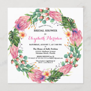 Invitation Peau rose tropicale Fête des mariées florale