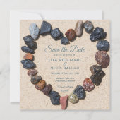 Invitation Pebble Heart Beach Save the Date (Devant)