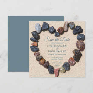 Invitation Pebble Heart Beach Save the Date