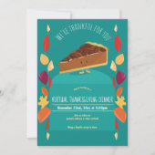 Invitation Pecan Pie Feuilles Turquoise Virtual Thanksgiving  (Devant)