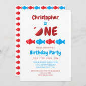Invitation Pêche 1er anniversaire (Devant / Derrière)