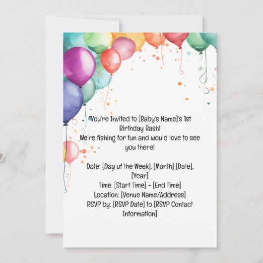 Invitation Pêche 1er anniversaire (Dos)