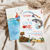 Invitation Pêche 1er anniversaire Blue Boy O-fish-ally