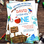 Invitation Pêche 1er anniversaire Garçon O-fish-ally