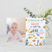 Invitation Pêche 1er anniversaire garçon O-fish-ally photo (Debout devant)